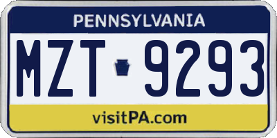 PA license plate MZT9293