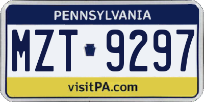PA license plate MZT9297
