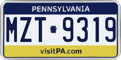 PA license plate MZT9319