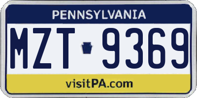 PA license plate MZT9369