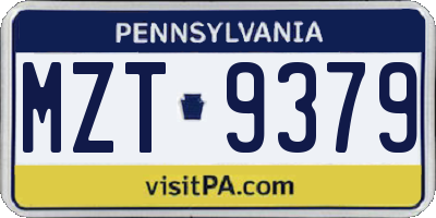 PA license plate MZT9379