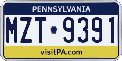 PA license plate MZT9391