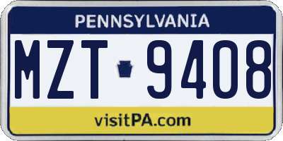 PA license plate MZT9408