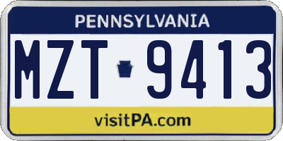 PA license plate MZT9413