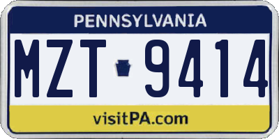 PA license plate MZT9414
