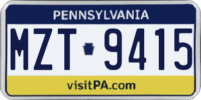 PA license plate MZT9415