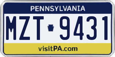 PA license plate MZT9431