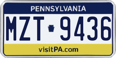 PA license plate MZT9436