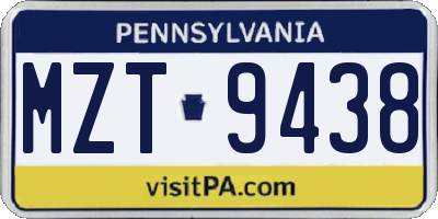 PA license plate MZT9438
