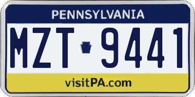 PA license plate MZT9441