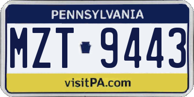 PA license plate MZT9443