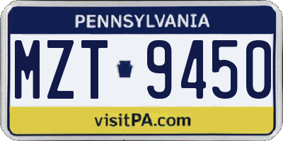 PA license plate MZT9450