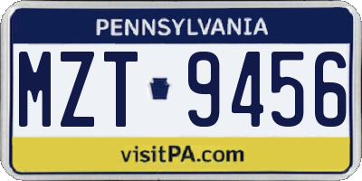 PA license plate MZT9456