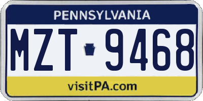 PA license plate MZT9468