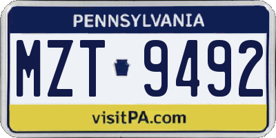 PA license plate MZT9492