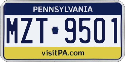 PA license plate MZT9501