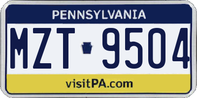 PA license plate MZT9504