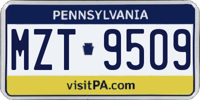 PA license plate MZT9509