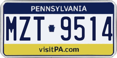 PA license plate MZT9514