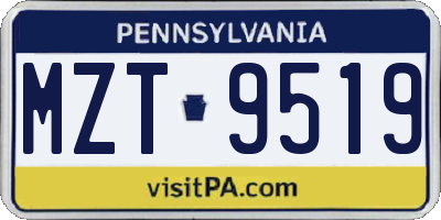 PA license plate MZT9519