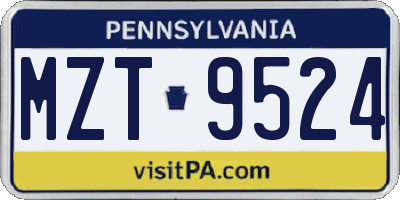 PA license plate MZT9524