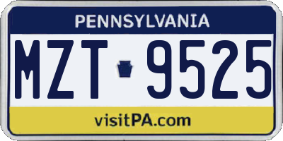 PA license plate MZT9525