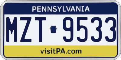 PA license plate MZT9533