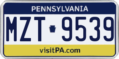 PA license plate MZT9539