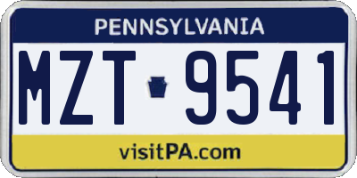 PA license plate MZT9541
