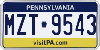 PA license plate MZT9543
