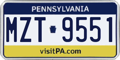 PA license plate MZT9551