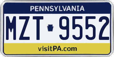 PA license plate MZT9552