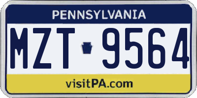 PA license plate MZT9564