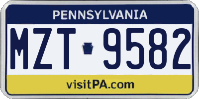 PA license plate MZT9582