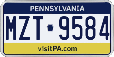 PA license plate MZT9584