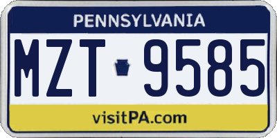 PA license plate MZT9585