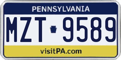 PA license plate MZT9589