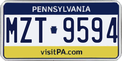 PA license plate MZT9594
