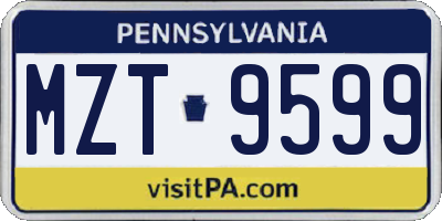 PA license plate MZT9599