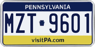 PA license plate MZT9601