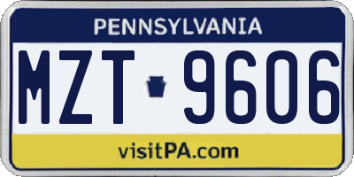PA license plate MZT9606