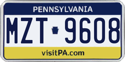 PA license plate MZT9608