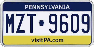 PA license plate MZT9609