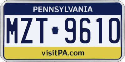 PA license plate MZT9610