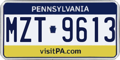 PA license plate MZT9613