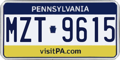 PA license plate MZT9615