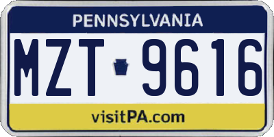 PA license plate MZT9616