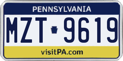 PA license plate MZT9619