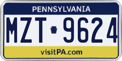 PA license plate MZT9624