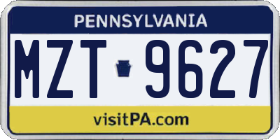 PA license plate MZT9627